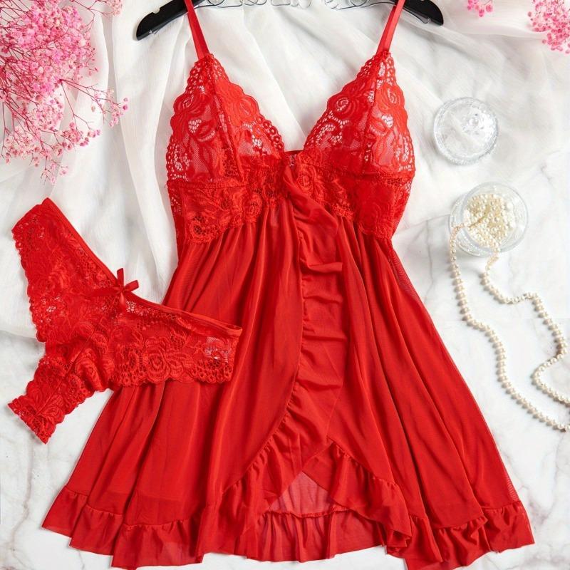 Women's sexy lingerie, see-through suspender dress, women's plus size