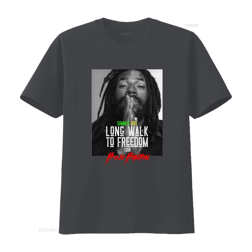 Buju Banton Long Walk To Freedom Tour 2019 Verão Camiseta Estilo Reggae vintage Lavada Estilosa roupas de designer Ligeiramente moda