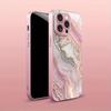 Advanced Marble Pattern Pink Metallic Paint Glass Hard Phone Case For iPhone 17 16 Pro Max 15 14 Plus 13 12 11 16E 17Air Cover