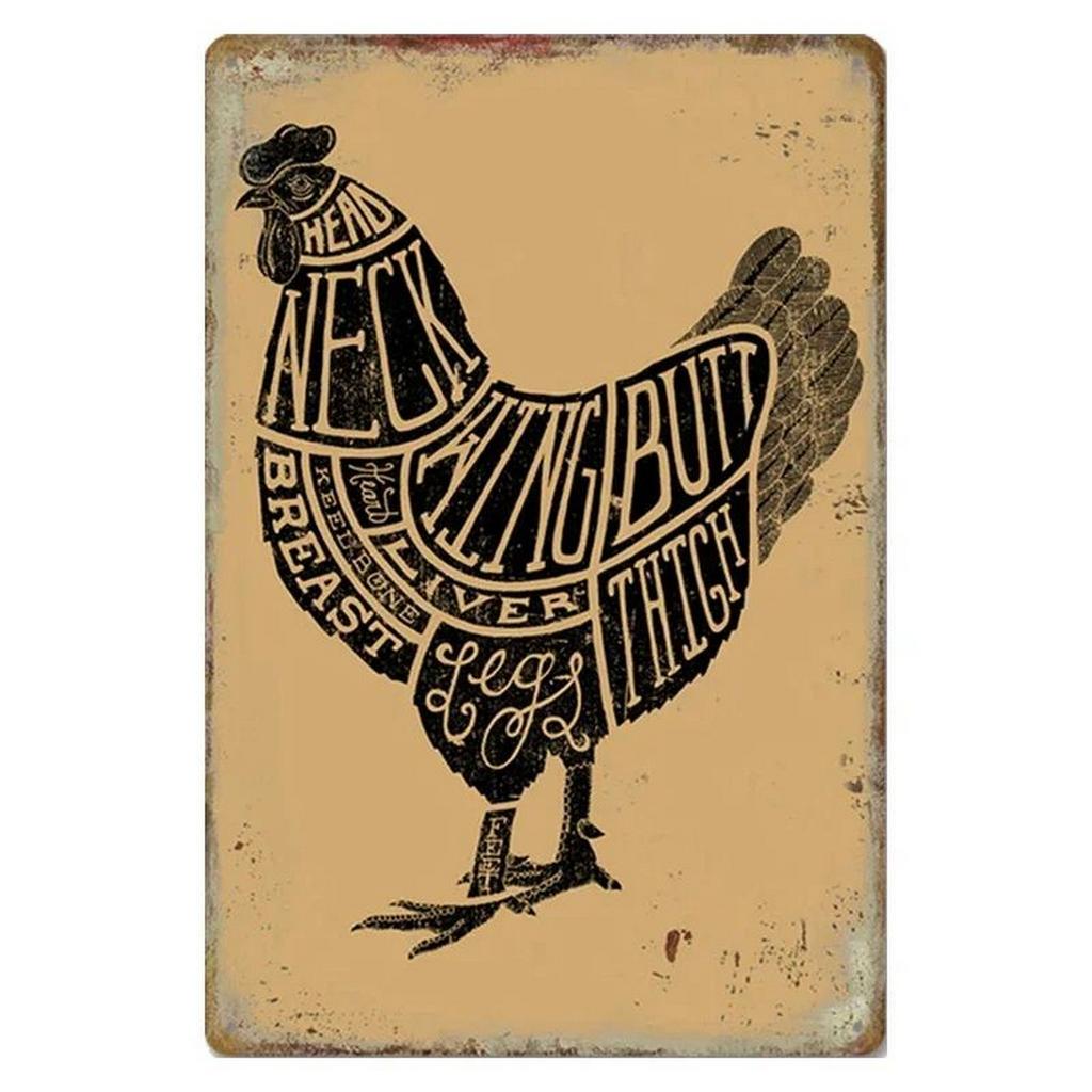Antique Country Barnyard Rooster Chicken Metal Sign Retro Farm Wall Art For Farmhouse Kitchen Barn Cafe Wall Decoration