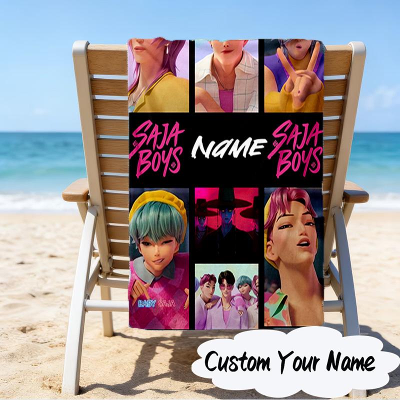 Custom Name Fantasy Night Trio K-Pop Microfiber Beach Towel Super Soft & Absorbent for Bath, Beach, Travel  Bath Time Accessory, Fan Gifts