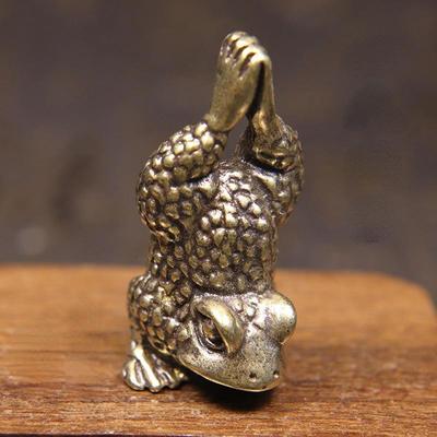Vintage en laiton mignon inversé Yoga Zen grenouille Statue chiffres Yoga grenouille Sculpture décoration de la maison ornement