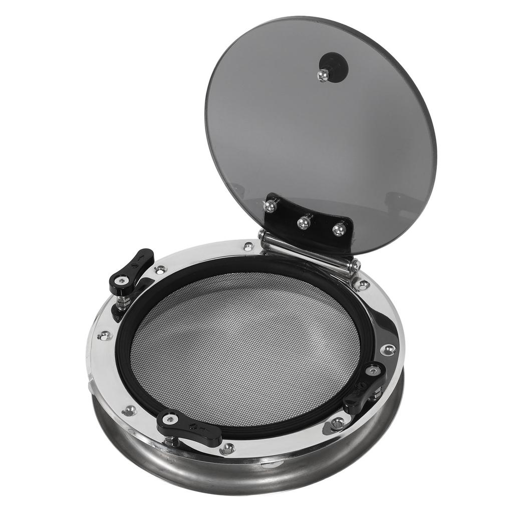 10 Inch Boat Round Porthole Window Inward Opening Stainless Steel Tempered Glass Porthole Window with Screen and Fixed