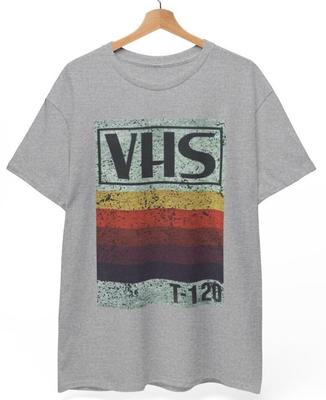 Retro Style VHS Logo T-Shirt, Vintage Videokassette T-Shirt 90er Jahre Nostalgie Unisex T-Shirt