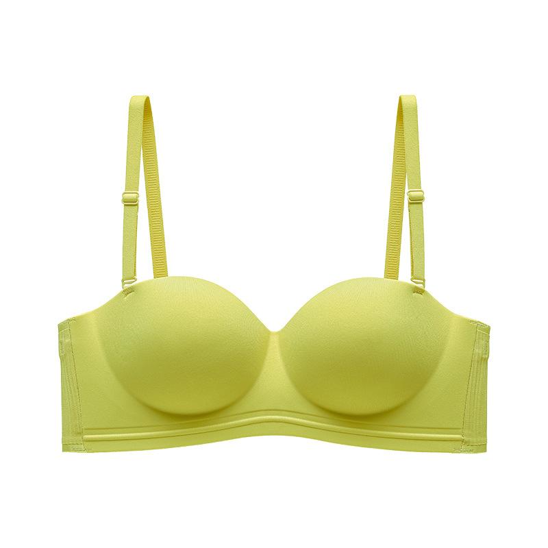 New Solid Color Seamless and Comfortable Half Cup Peach Gathering Anti-sagging Without Steel Ring Support