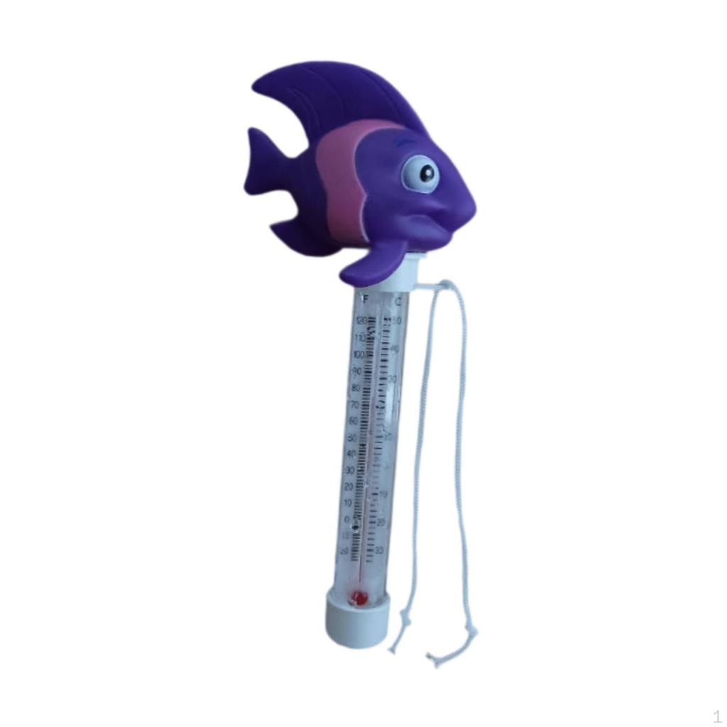 Floating Pool Thermometer Cartoon Easy To Read for Ponds Spas Outdoor Indoor 22x9x6.5cm Purple