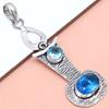 Pendant Swiss Blue Quartz Gemstone Gift For Her Silver Jewelry 3"