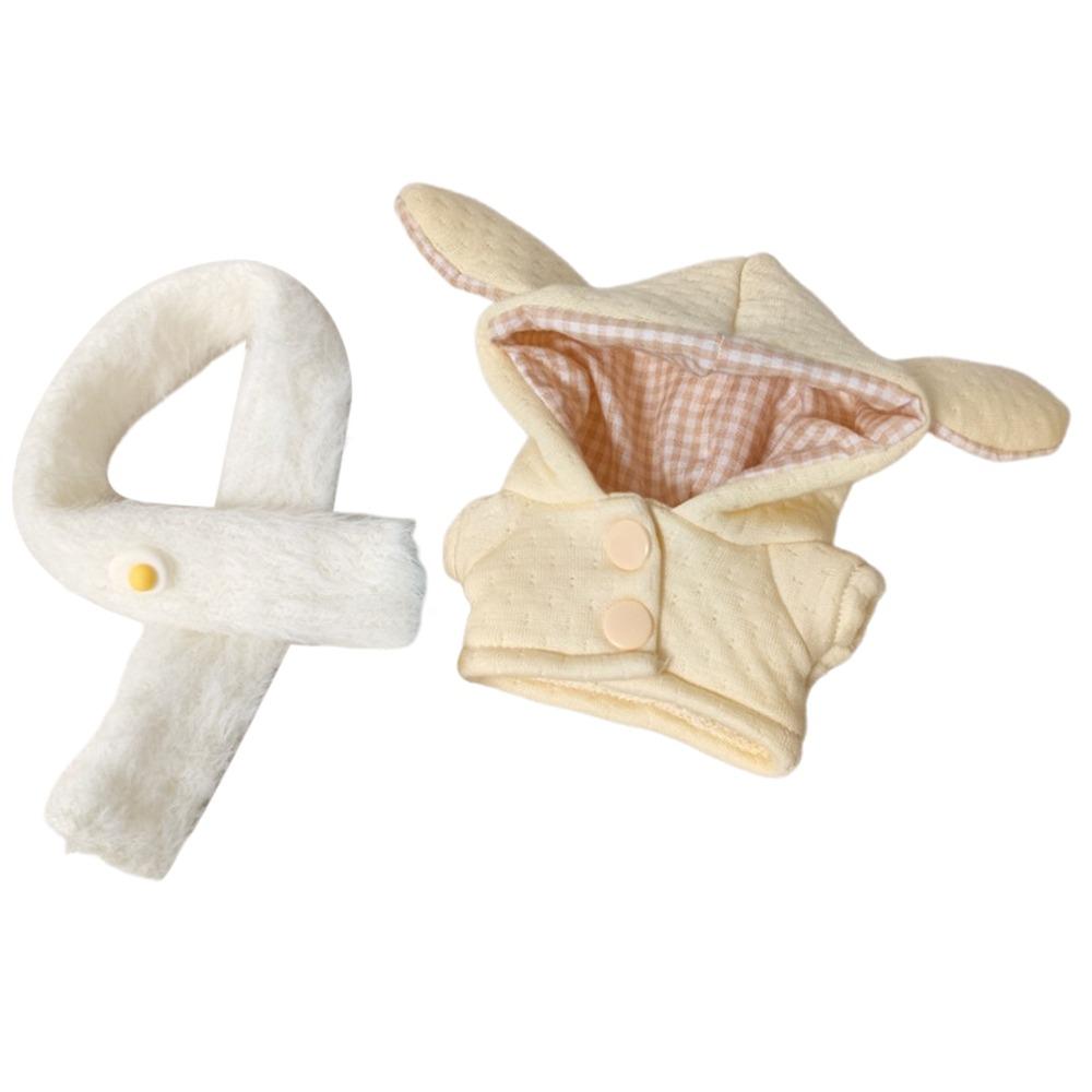 

Cartoon Rabbit Ear Doll Clothes Blue Yellow Replacement Outfit Ceative Doll Overcoat Gift жёлтый