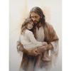 Jesus og Barn Kristus med Gutt Jesus Portrett Kristus Barnehage Akvareller Plakat Lerret Maleri Veggbilder Hjemmeinnredning