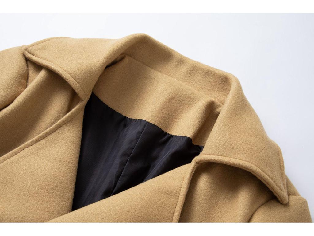 Neuer Herbst/Winter Europäischer & Amerikanischer Herren Zweireihiger Mittellanger Woll-Trenchcoat