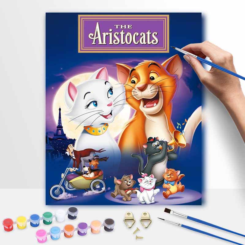 Disney oil painting painting art The Aristocats cartoon characters handmade diy painting home decoration gift 20x30cm