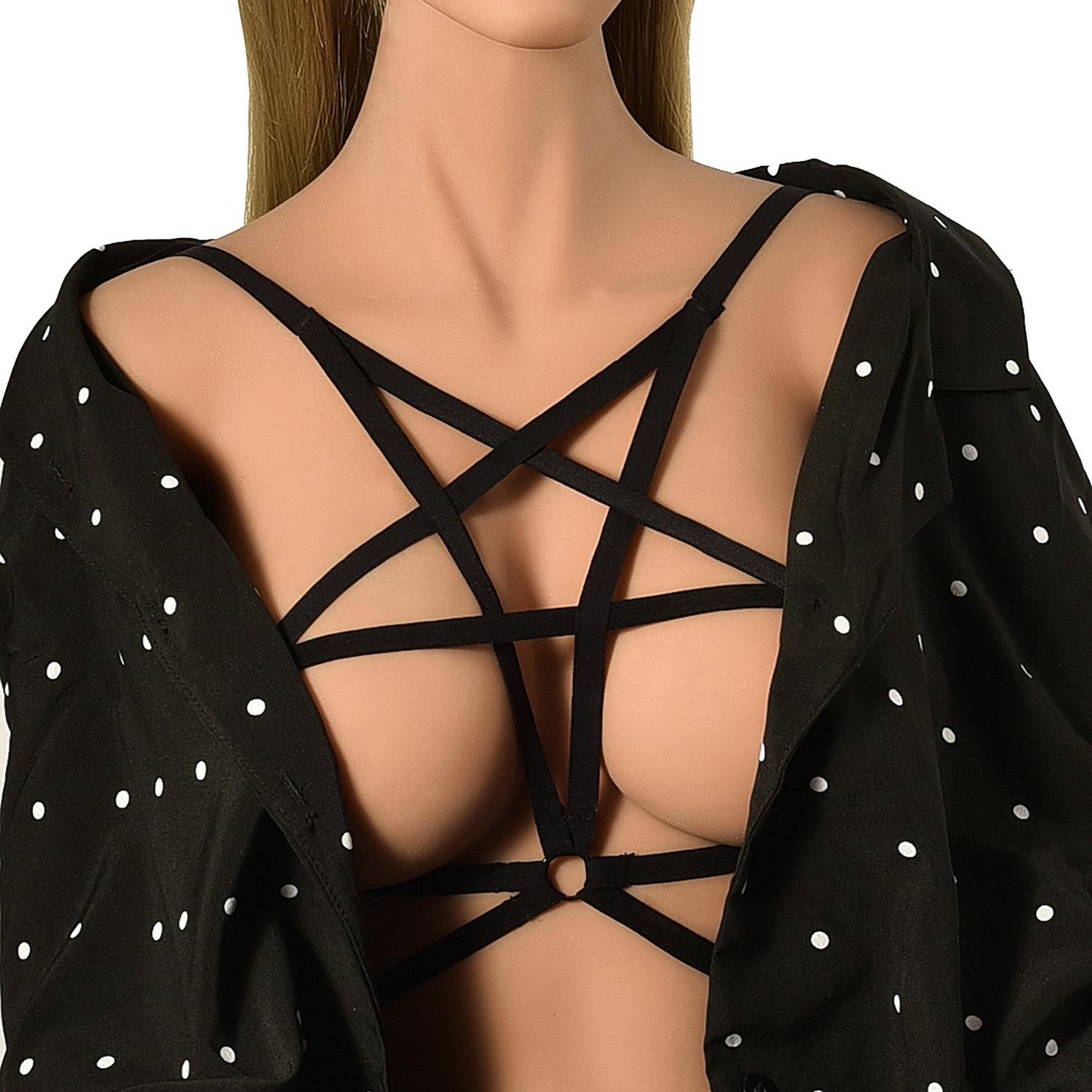 Сексуальный бандажный бюстгальтер Женская мода Женский халтер Эластичная клетка Эротический полый бретельчатый бралетт Бюстье Нижнее белье Майки Кроп-топы One Size