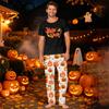 Family Matching Halloween Printed Pajama Set Short Sleeve Top and Pants for Mom and Kids