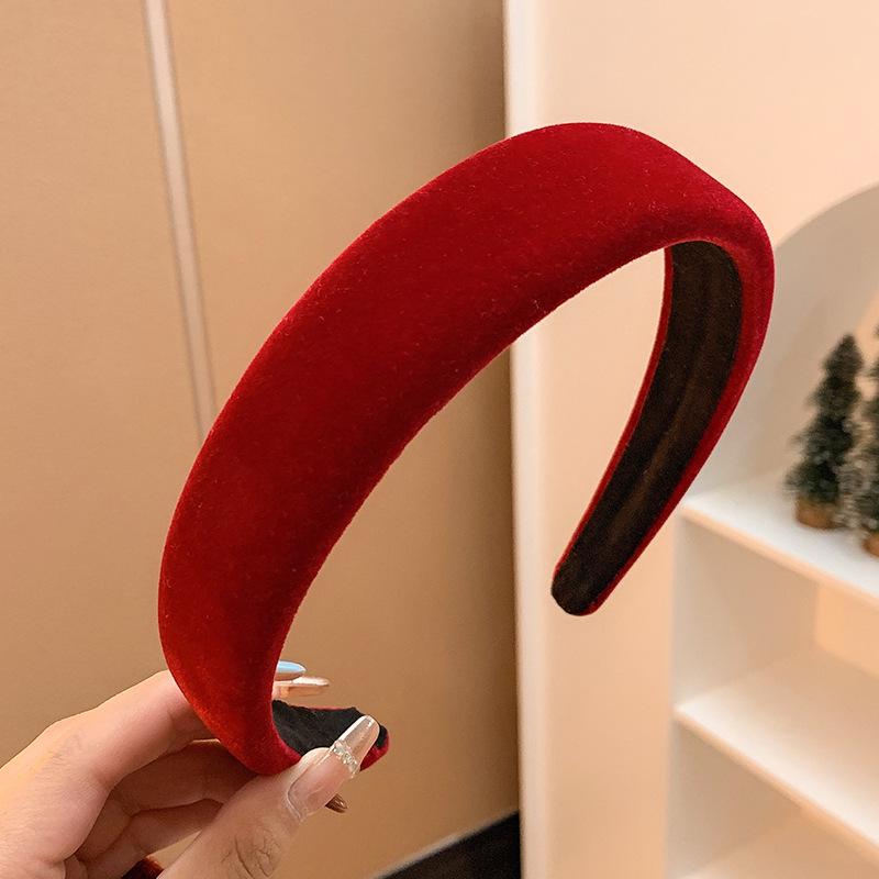 

Ретро велюровая повязка на голову с высокой тульей для женщин - стиль корейского инфлюенсера в праздничном красном цвете