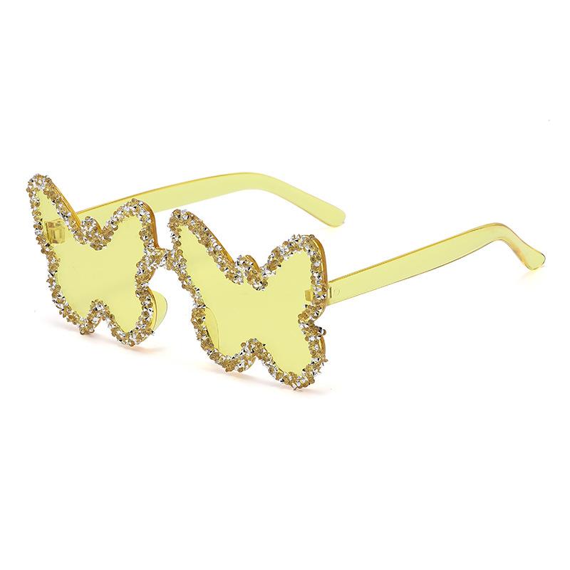 Man Woman Rhinestone Butterfly Shape One-Piece Sunglasses, Party Prom Runway Fashion Accessory Eyewear