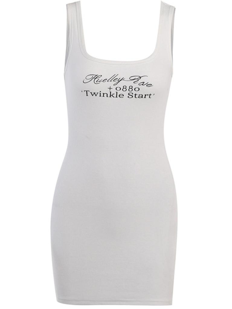 European and American style letter printed vest dress women's summer temperament fashion pure desire Spice girl casual hip skirt tide