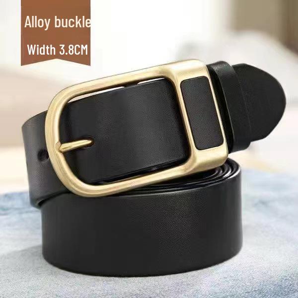 Retro Men's Leather Jeans Belt with Flip Pin Buckle - Fashion Casual Style