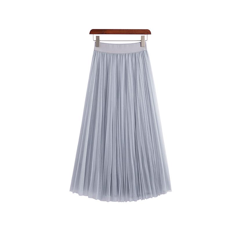Round Versatile Three-Layer Mesh Pleated Long Skirt for Women - 6-Meter Wide Hem, 2026 Spring/Summer Collection