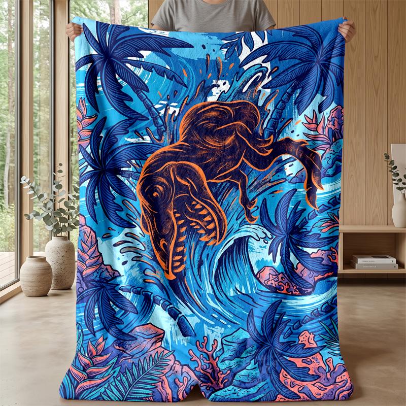 Oceanic Adventure Theme Blanket Lightweight Warm Flannel Blanket Decorative Throw Blanket for Home Decoration