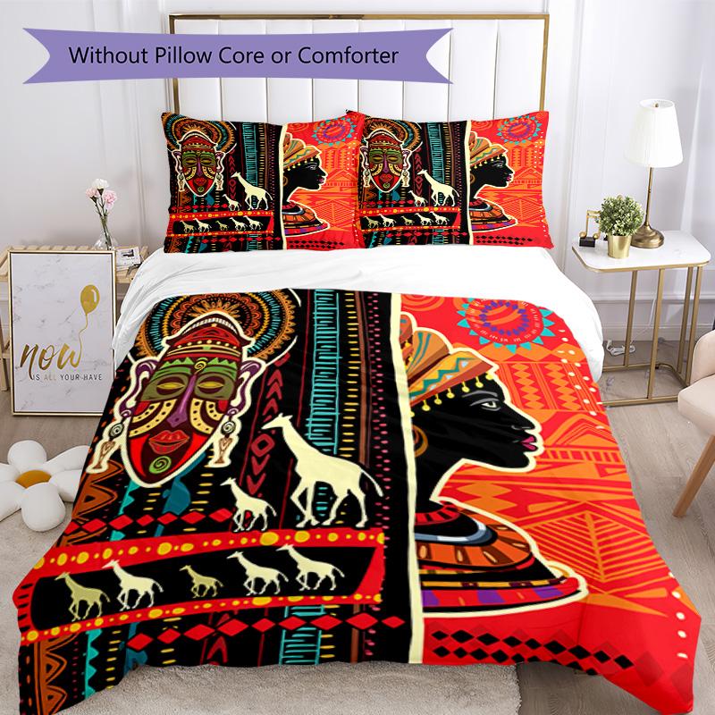 African Style Bedding Set Breathable Duvet Cover with Pillowcases Decorative Bed Linen for Bedroom Home Decoration Birthday Gift