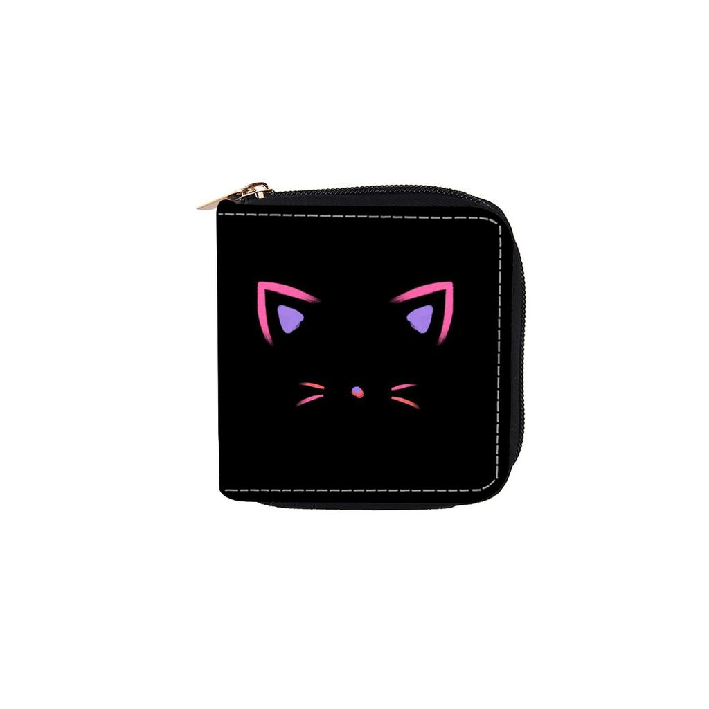 Cartoon chocolate cat short zipper wallet, children's small wallet