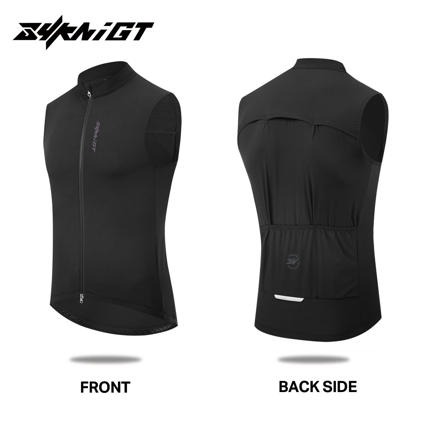ZYKNIGT cycling vest, unisex cycling jacket windproof and waterproof cycling jersey double zipper sleeveless cycling top S чёрный