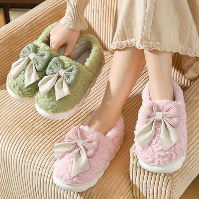 Butterfly Knot Cotton Shoes Anti Slip Plush Cotton Shoes