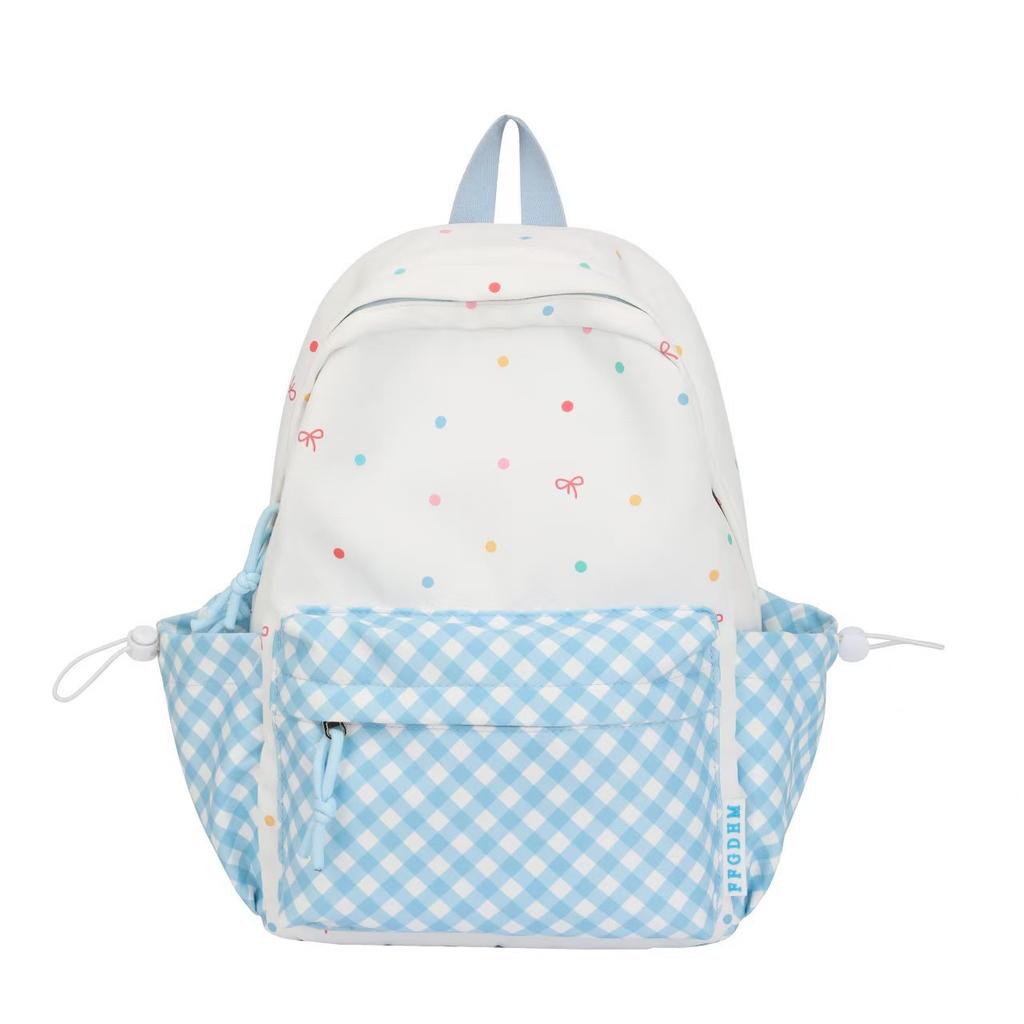 Schulrucksack1011 neuer süßer kontrastfarbener Rucksack Damen kleiner frischer gepunkteter Rucksack Größe Mittel- und Oberschüler Schultasche