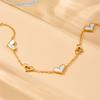 Gold Tone White Shell Heart Charm Bracelet – Dainty Stainless Steel Romantic Jewelry for Women, Adjustable Love Gift