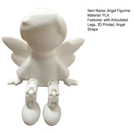 Angel Figurine with Articulated Legs, 3D Printed Guardian Angel Statue, Sitting Angel Desk Decoration for Home Office Shelf