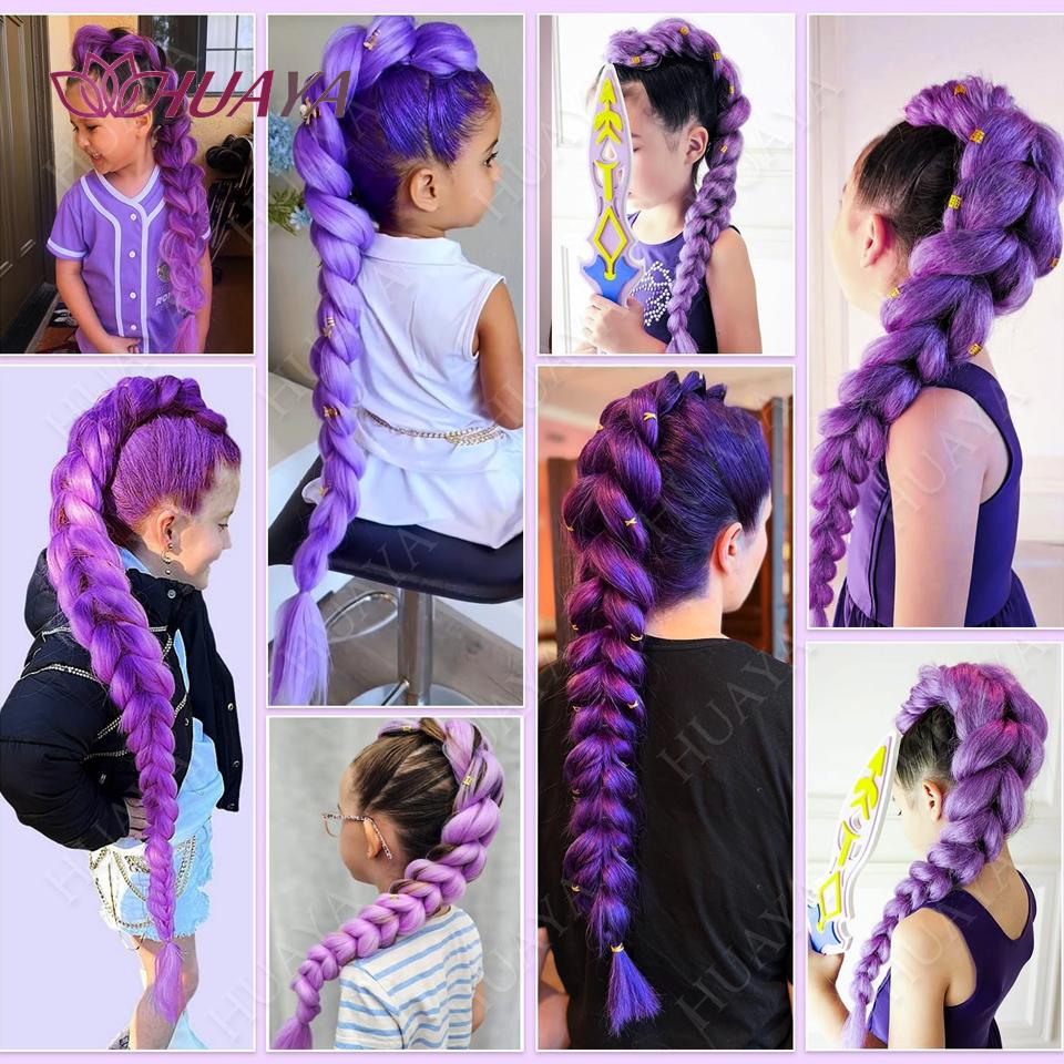 Estensioni Coda di Cavallo Sintetiche Lunghe Intrecciate Viola Capelli Rumi Acconciatura Pinza Artiglio Parrucca per Capelli per Donne o Bambini Costume per Natale