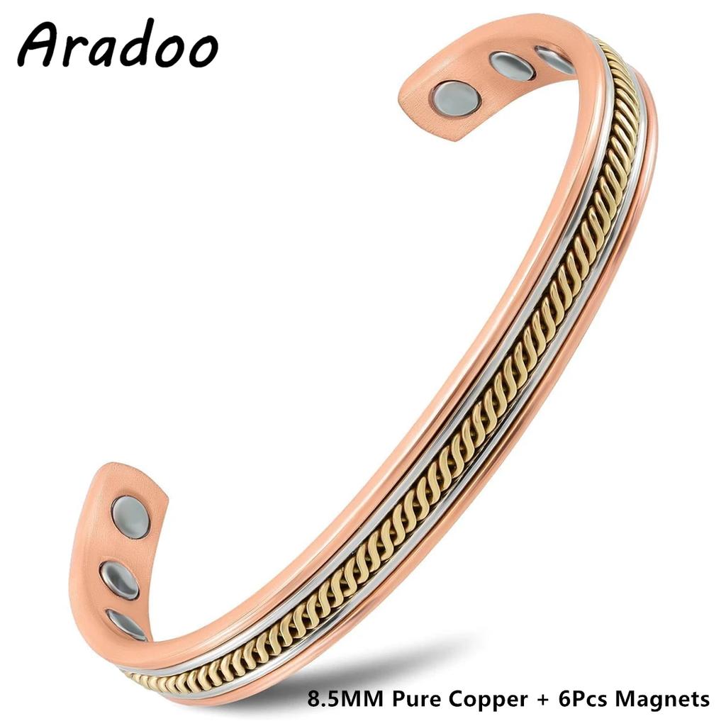 Women's Copper Bracelet 99.9% Pure Copper Magnetic Bracelets for Women Adjustable Cuff Bangle Jewelry Gifts