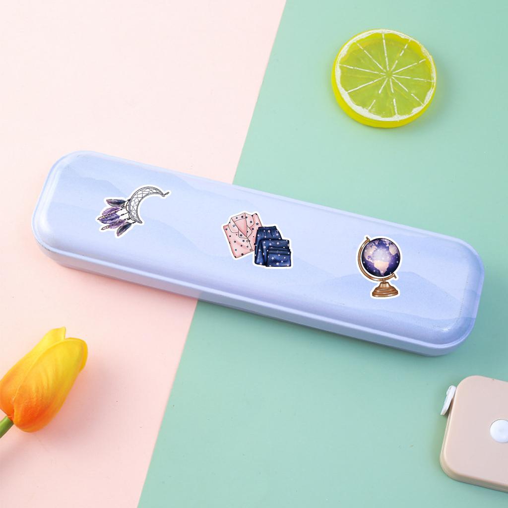 10/50pcs Cute Purple Moon Stickers Witch Crystal Moon Graffiti Stickers for DIY Luggage Laptop Skateboard Motorcycle Bicycle Sticker