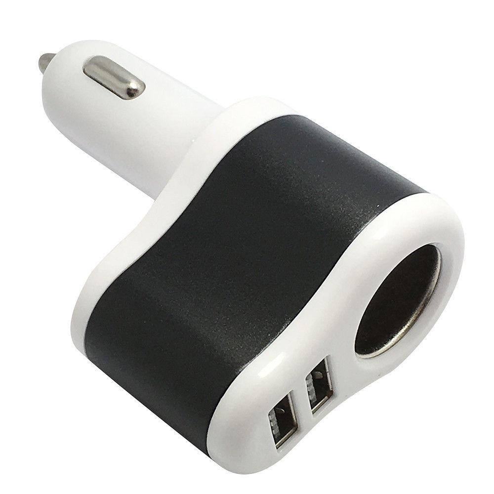 

Ports 12v24v 2 Usb Car Charger Lighter Socket Splitter Power Adapter Iphone For чёрный