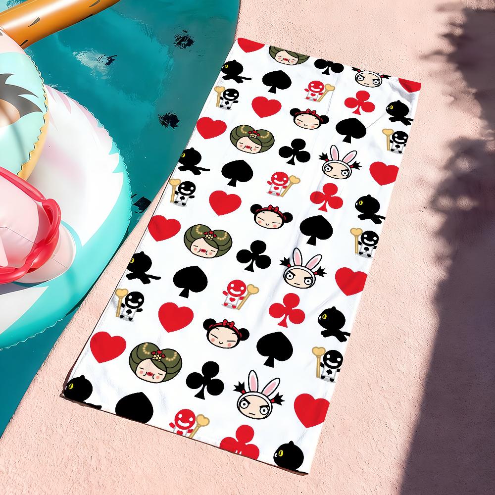 Cartoon P-Pucca Cute Towel Soft Pool Gift For Travel Gym Shower Camping Quick Dry Sports Large Beach Towels