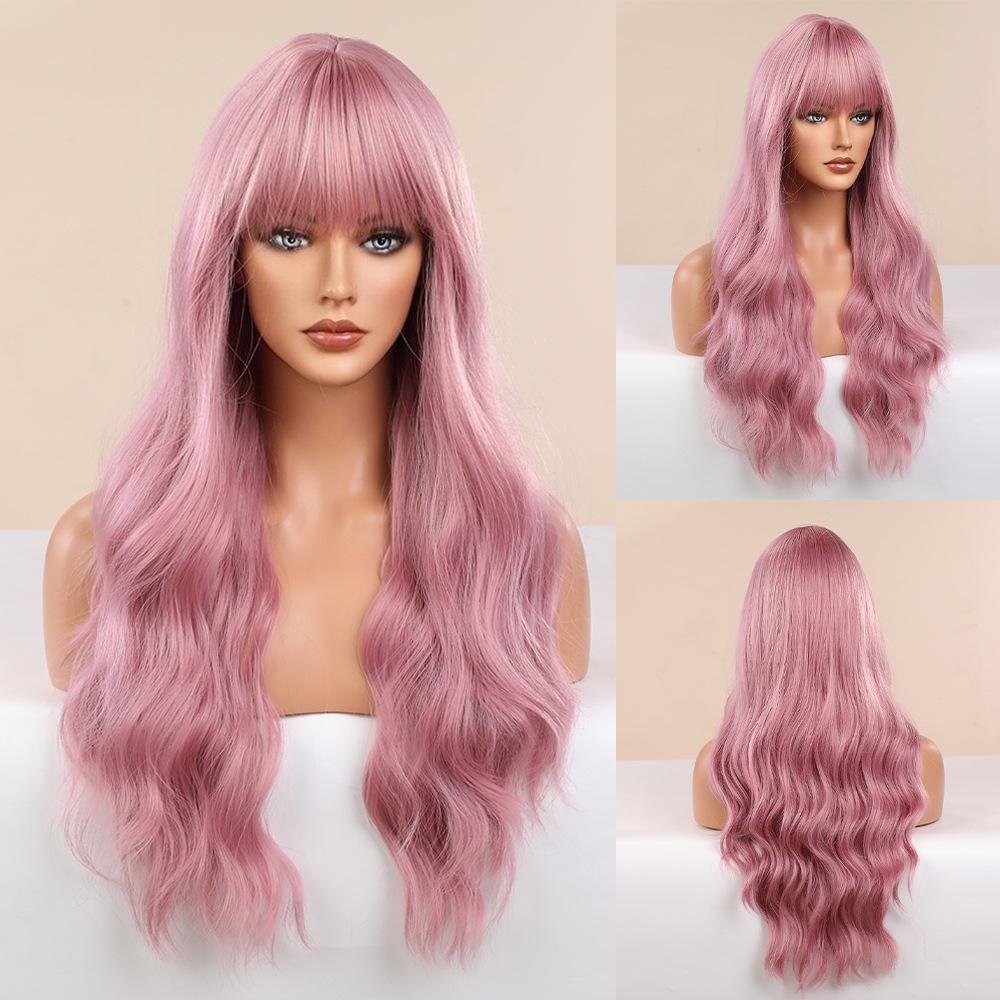 Colorful Cosplay Wig Set for Christmas & Halloween - Anime Style with Air Bangs & Big Waves