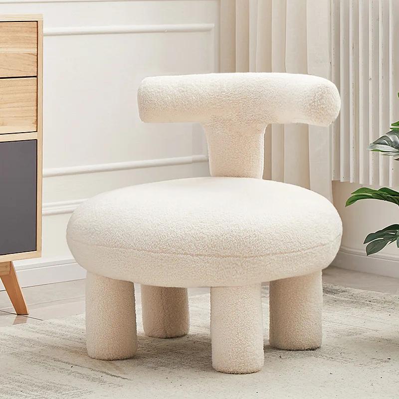 Nordic Lamb Wool Leisure Armchair - Fabric Low Stool for Living Room/Bedroom/Lazy Space