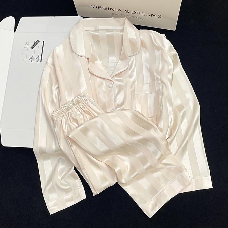 Pajamas Women's Long-sleeved Pajamas Pajamas Suit Flower Printed High-grade Can Be Worn Outside Home Wear Pajamas