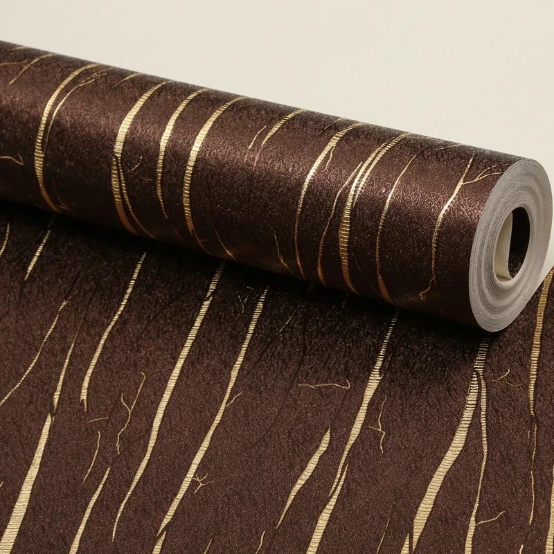 Dark Coffee Color 3D Gold Line Dark Pattern Wallpaper Living Room Restaurant el Simple Pure Color Gold Pattern Wall Stickers