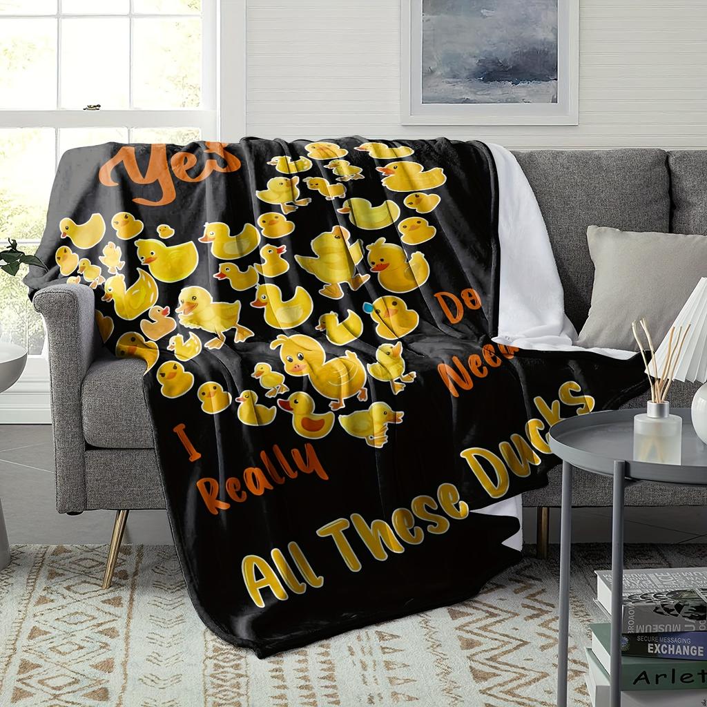 Funny Duck Animal Saying Quote Print Art Blanket - Soft All-Season Multi-Purpose Throw for Sofa, Bed, Office Nap & Gift