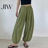 High Waisted Pants Women Wide Leg Barrel Pants, Casual Balloon Relaxed Fit Trousers, Solid Color Pleated Baggy Palazzo