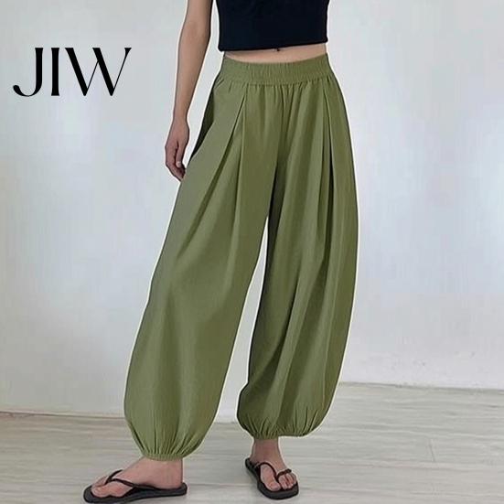 High Waisted Pants Women Wide Leg Barrel Pants, Casual Balloon Relaxed Fit Trousers, Solid Color Pleated Baggy Palazzo