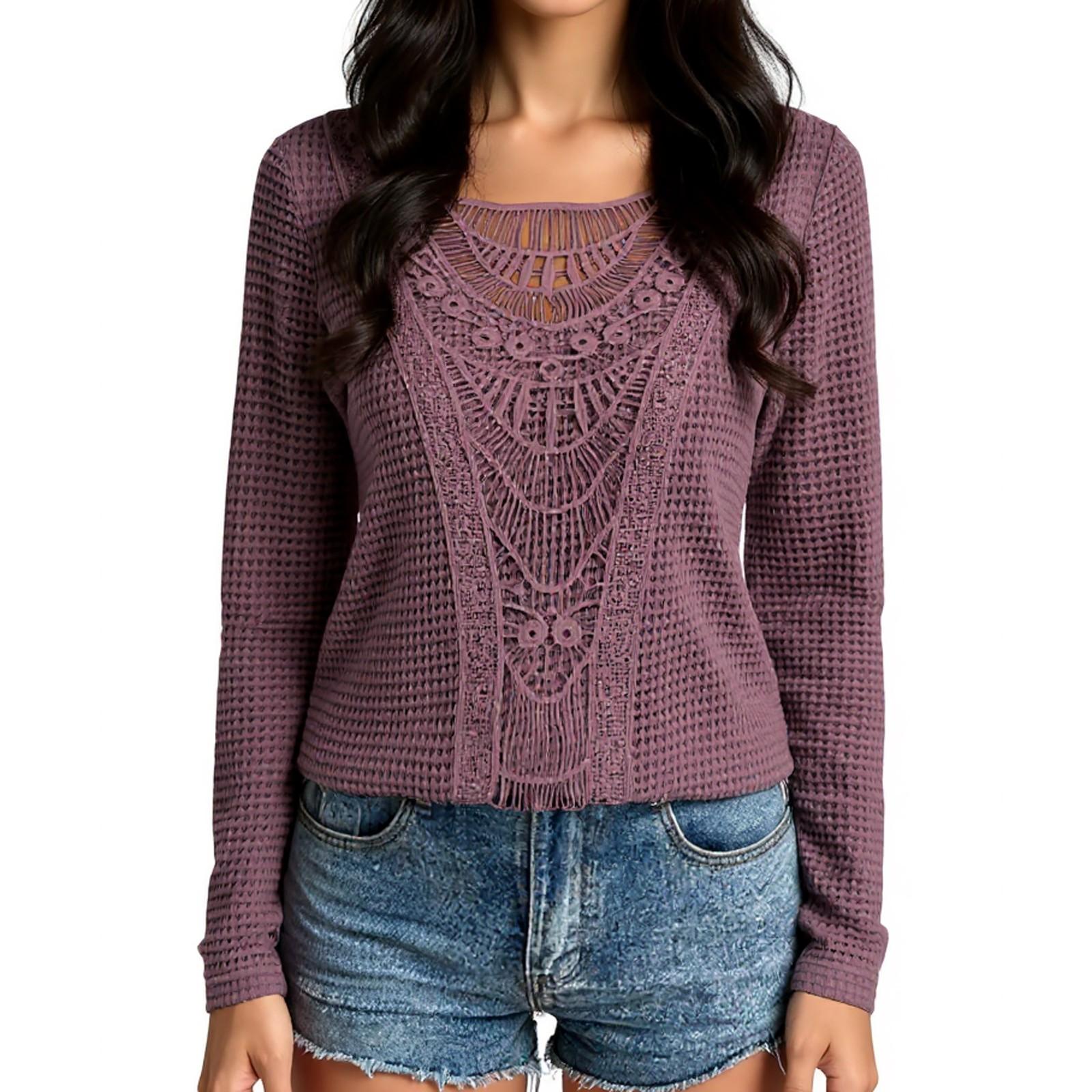 

Женская футболка с винтажным цветочным принтом, круглым вырезом, свободная, с длинным рукавом, средней длины, с большим пальцем, с утечкой L