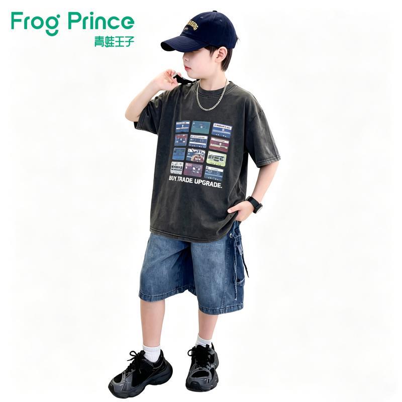 Boys  Trendy Summer Short Sleeve Denim Shorts Set 41