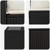 Sofa Set 6 Pieces Black and Cream White Poly Rattan and Steel