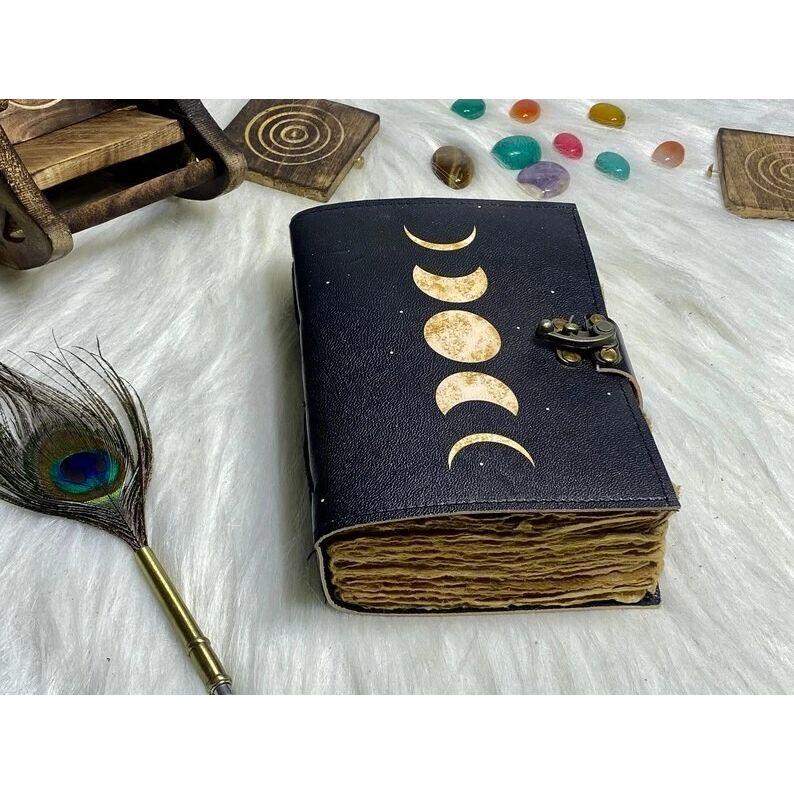 Handmade Leather Moon Phase Journal for Writers Wiccans & Dreamers Diary