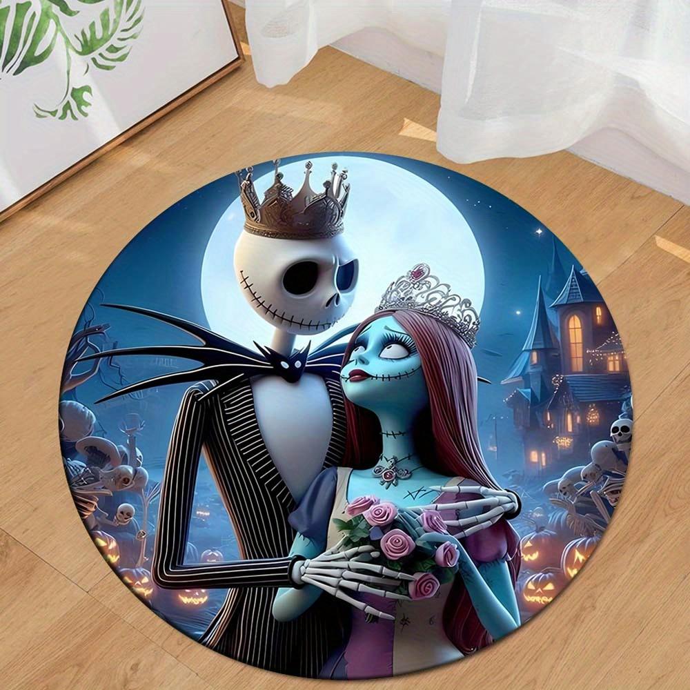 

1pc The Nightmare Before Christmas Round Area Rug , Playroom Bedroom Living Room Indoor Decor Rug , Perfect for Leisure Areas , Bedside , Cl 80cm/31.5in