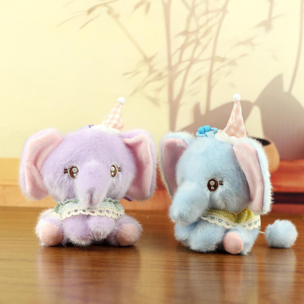 Little Elephant Plush Toy Keychain - Sitting Pose Doll Pendant