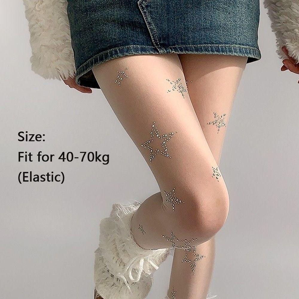 Star Diamond Rhinestone Thigh High Stockings Fishnet Underwear Pantyhose Kawaii Women Pantyhose