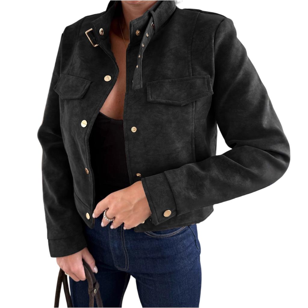 Women's Fashion Solid Color Tops Long Sleeve Jacket Zipper Coat